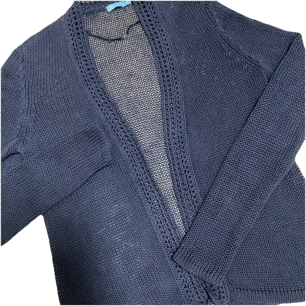 J.McLaughlin Navy Blue Open Knit Cardigan Sweater XS Extra Small Linen‎ Blend